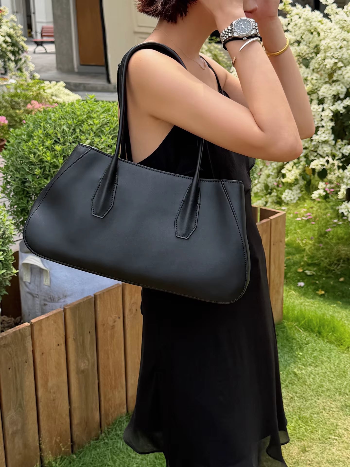 Alger Geometric Inspired Leather Shoulder Bag