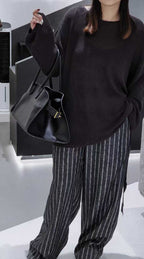 Wide-Base Structured Soft Leather Tote Bag