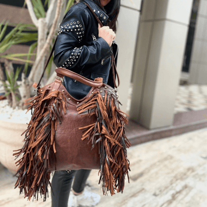 "Fringed" Leather tote bag - Trendiesty Worldwide