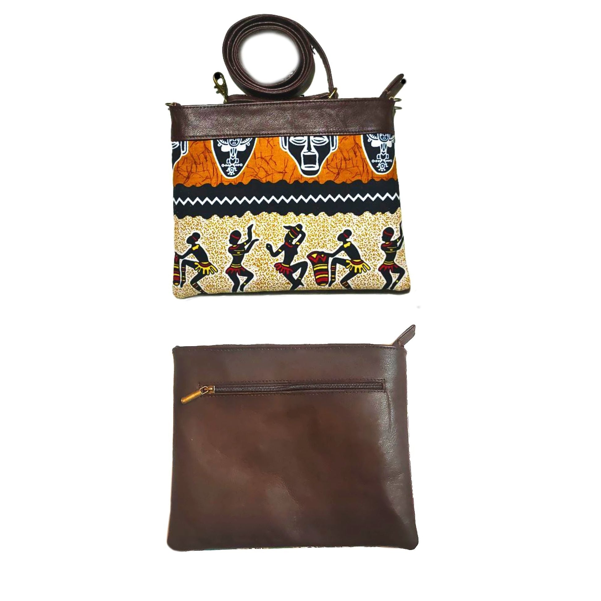 "Gnawa" Leather Duffle Bag With Matched Clutch - Trendiesty Worldwide