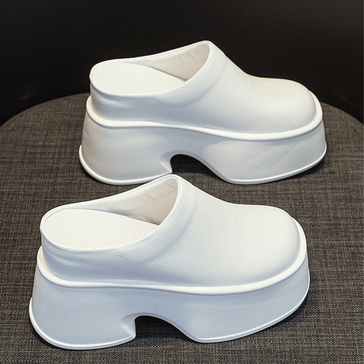 Handmade Leather Platform Clogs - White / 4 US / 33 EU - Trendiesty Worldwide