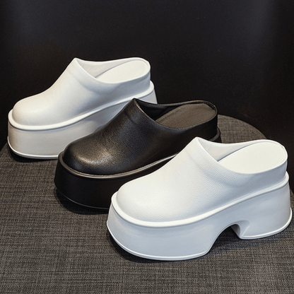 Handmade Leather Platform Clogs - Trendiesty Worldwide