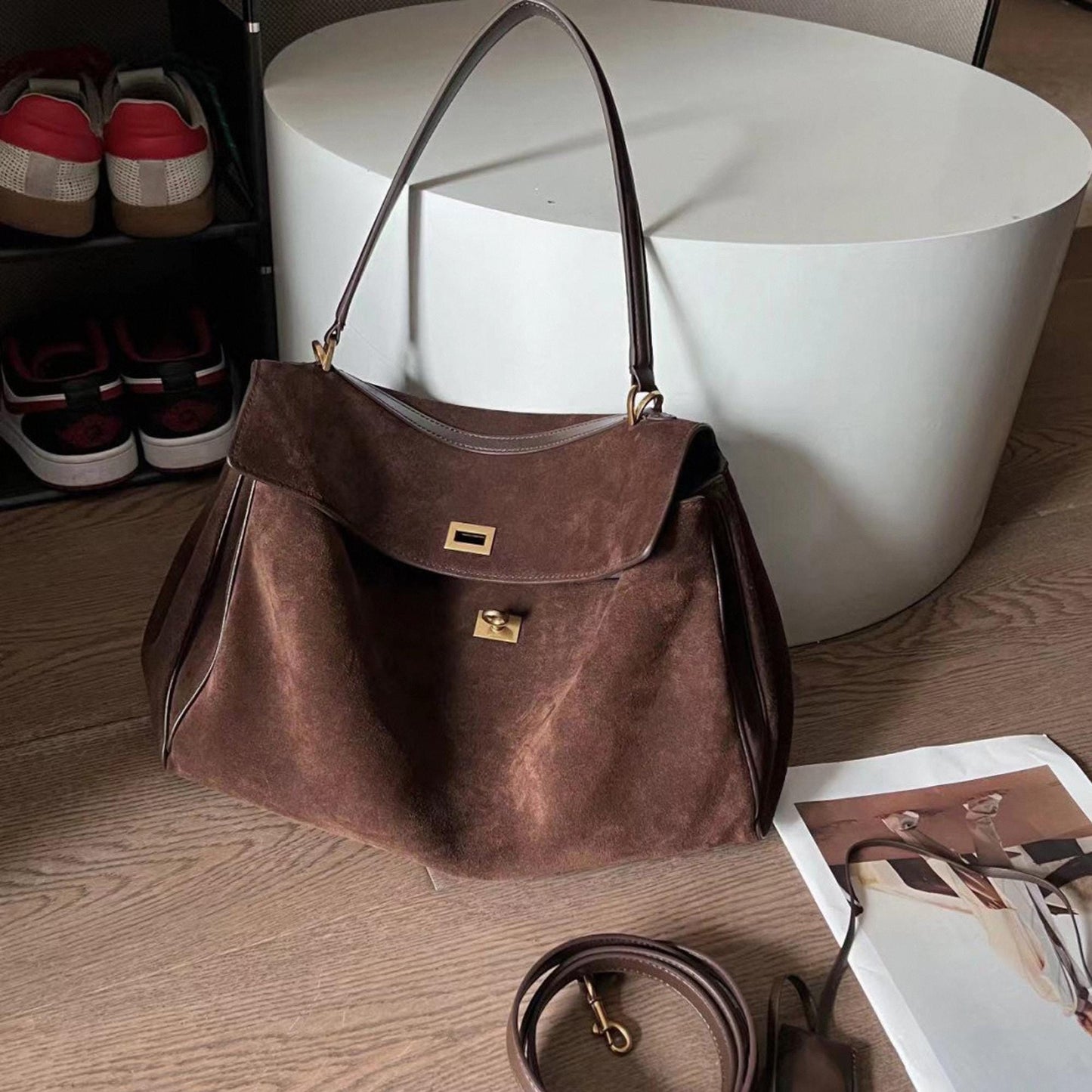 Women's BALENCIAGA-RODEO Inspired Leather Handbag