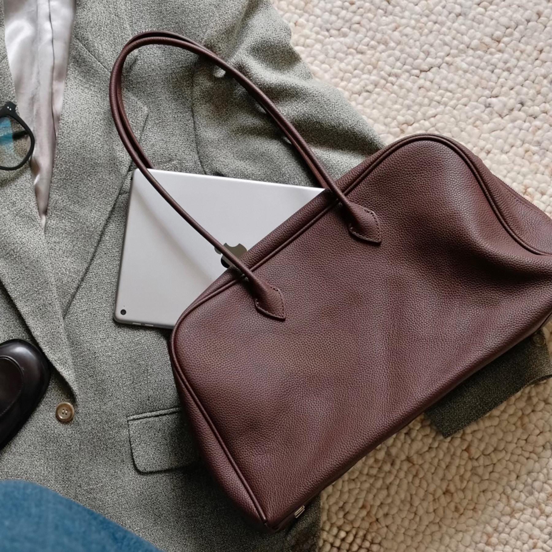 Classic Large Leather Bowling Bag