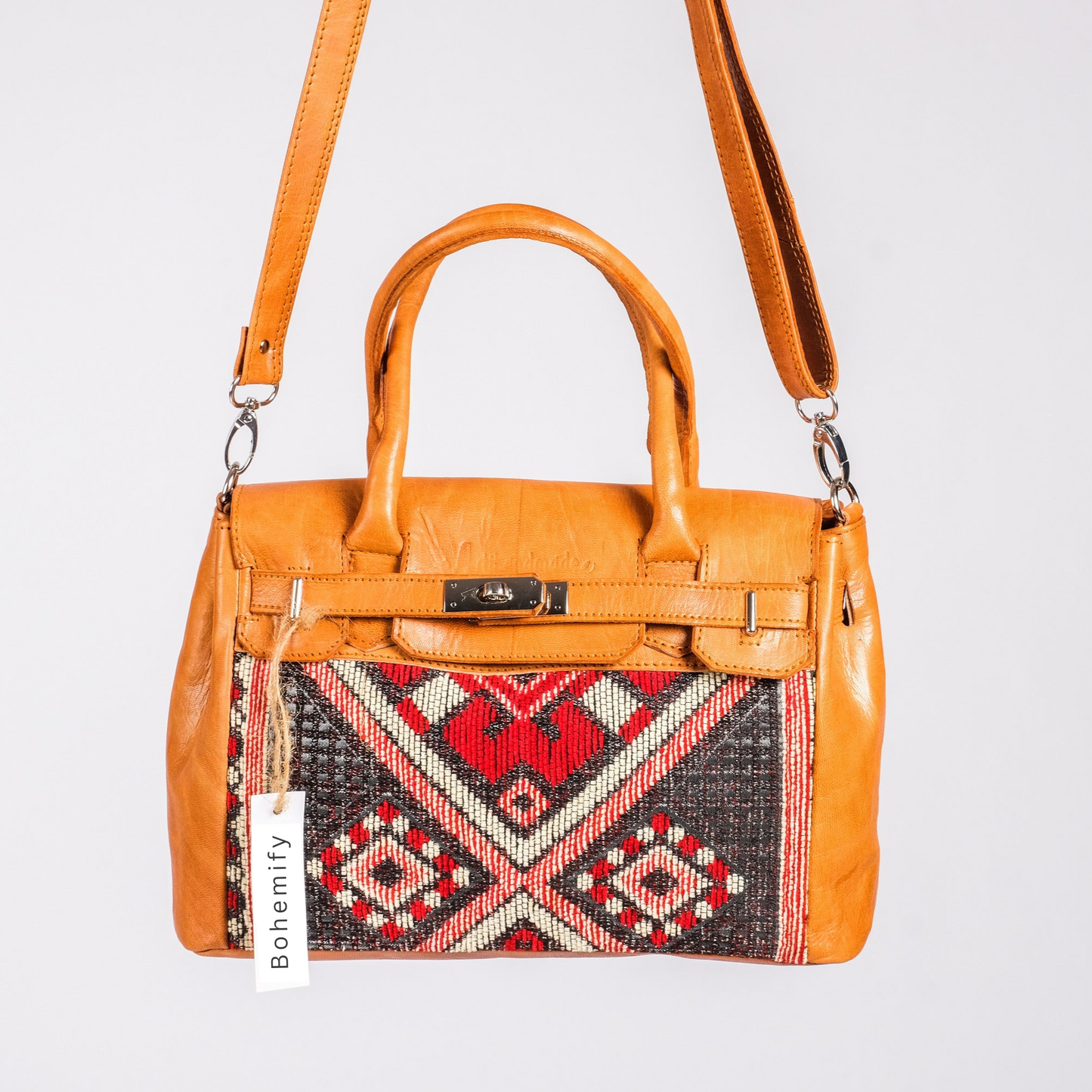 Hermes-Inspired Leather x Kilim Handbag - Trendiesty Worldwide