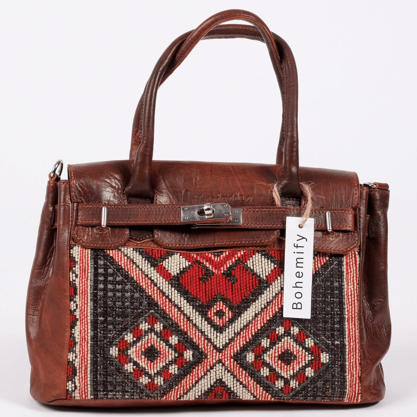 Hermes-Inspired Leather x Kilim Handbag - Brown - Trendiesty Worldwide