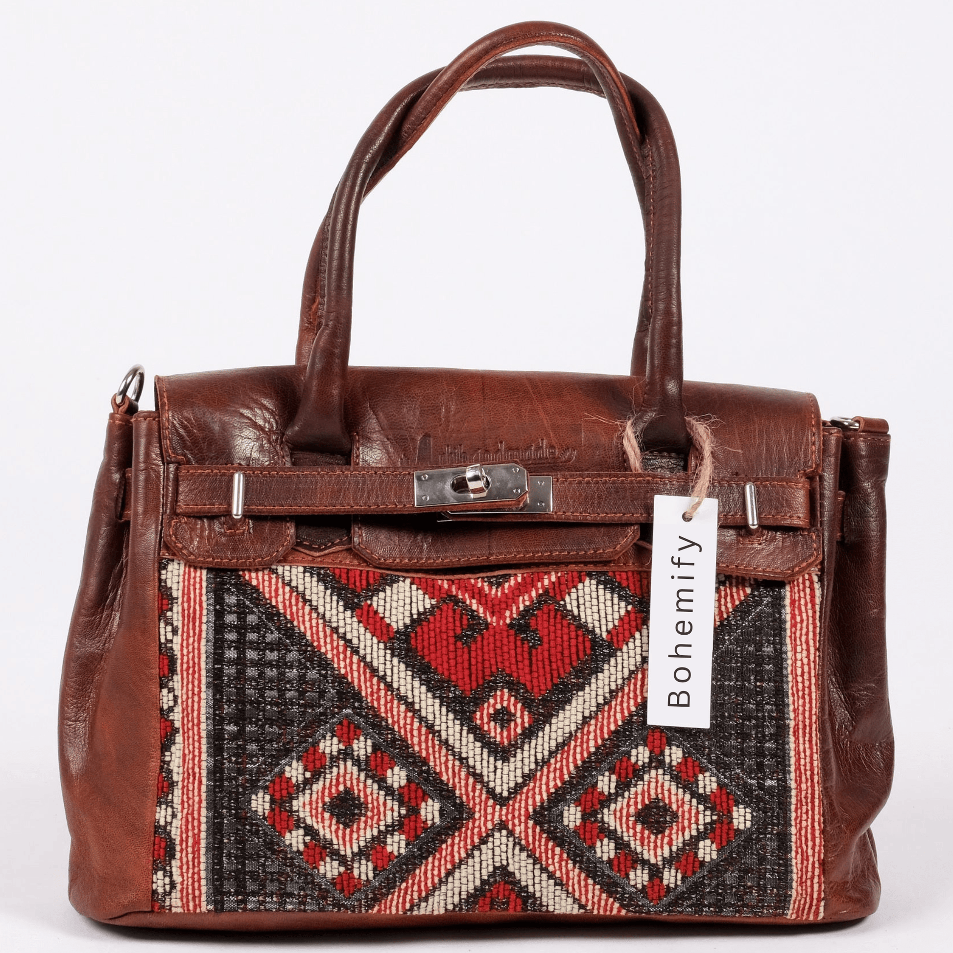 Hermes-Inspired Leather x Kilim Handbag - Brown - Trendiesty Worldwide