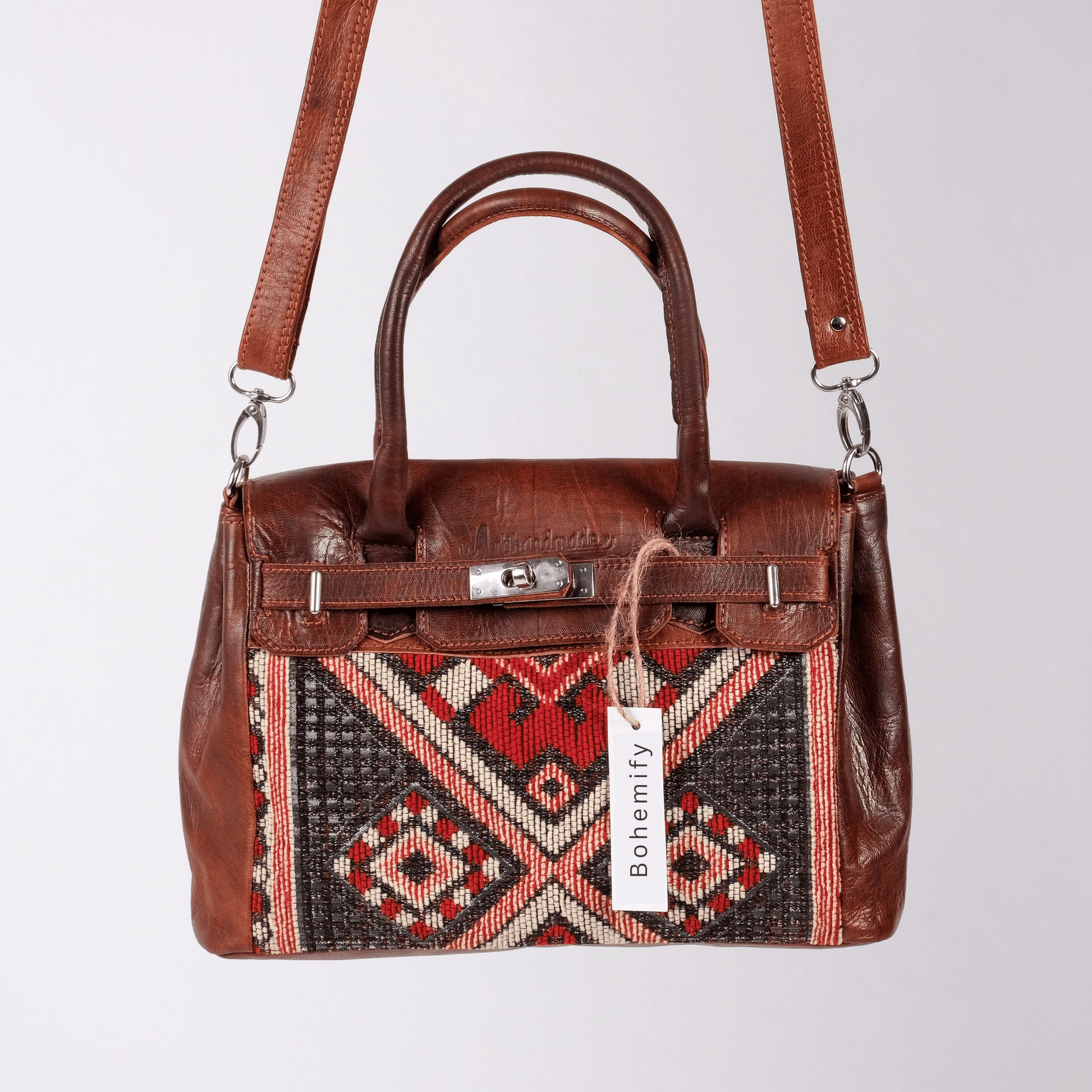 Hermes-Inspired Leather x Kilim Handbag - Trendiesty Worldwide