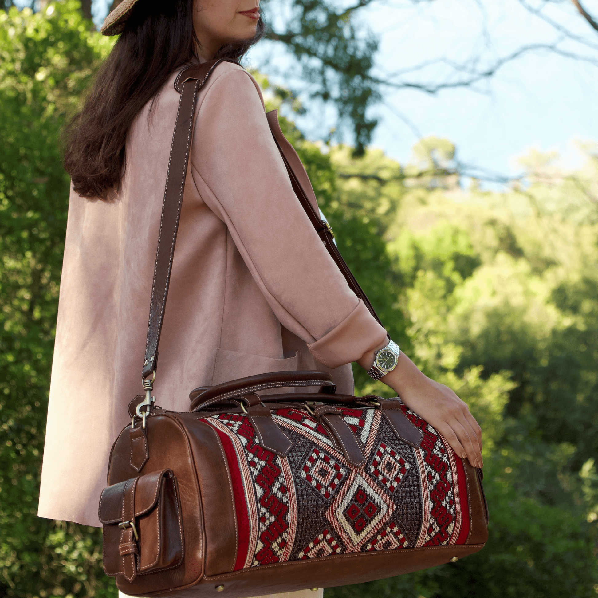 Leather x Kilim Duffle Bag - Trendiesty Worldwide