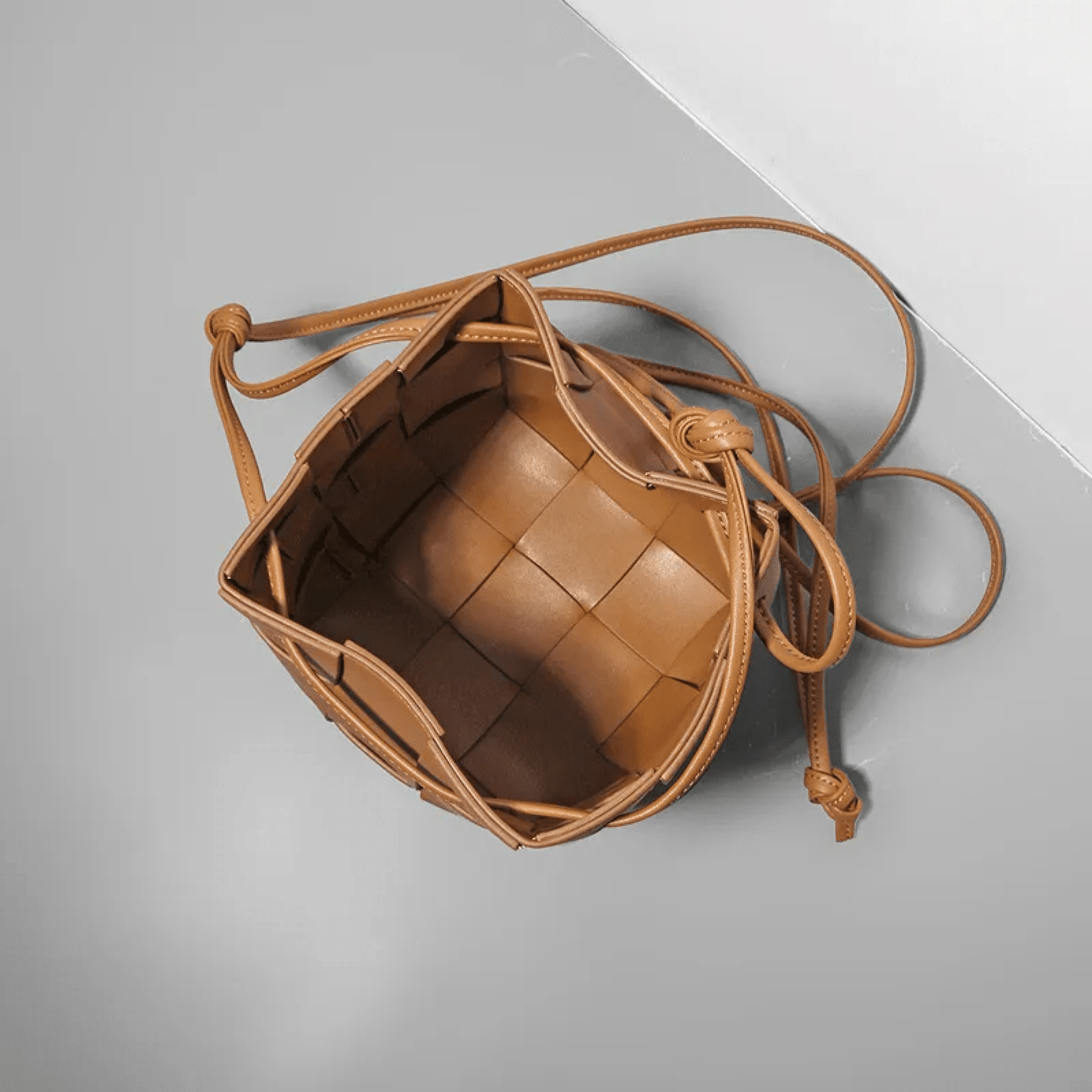 Leather plaid Drawstring Bucket Bag - Trendiesty Worldwide