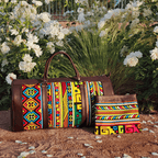 "Rainbow" Leather Duffle Bag With Matched Clutch - Trendiesty Worldwide