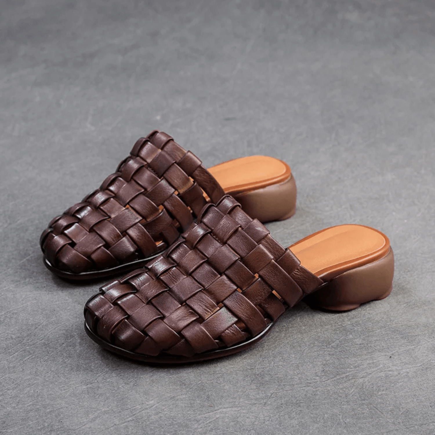 Retro Leather Weaving Shoes - Trendiesty Worldwide