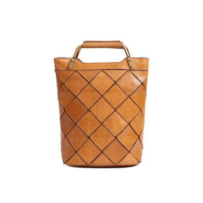 "Retro-Plaid" Genuine Leather Shoulder Handbag - Trendiesty Worldwide