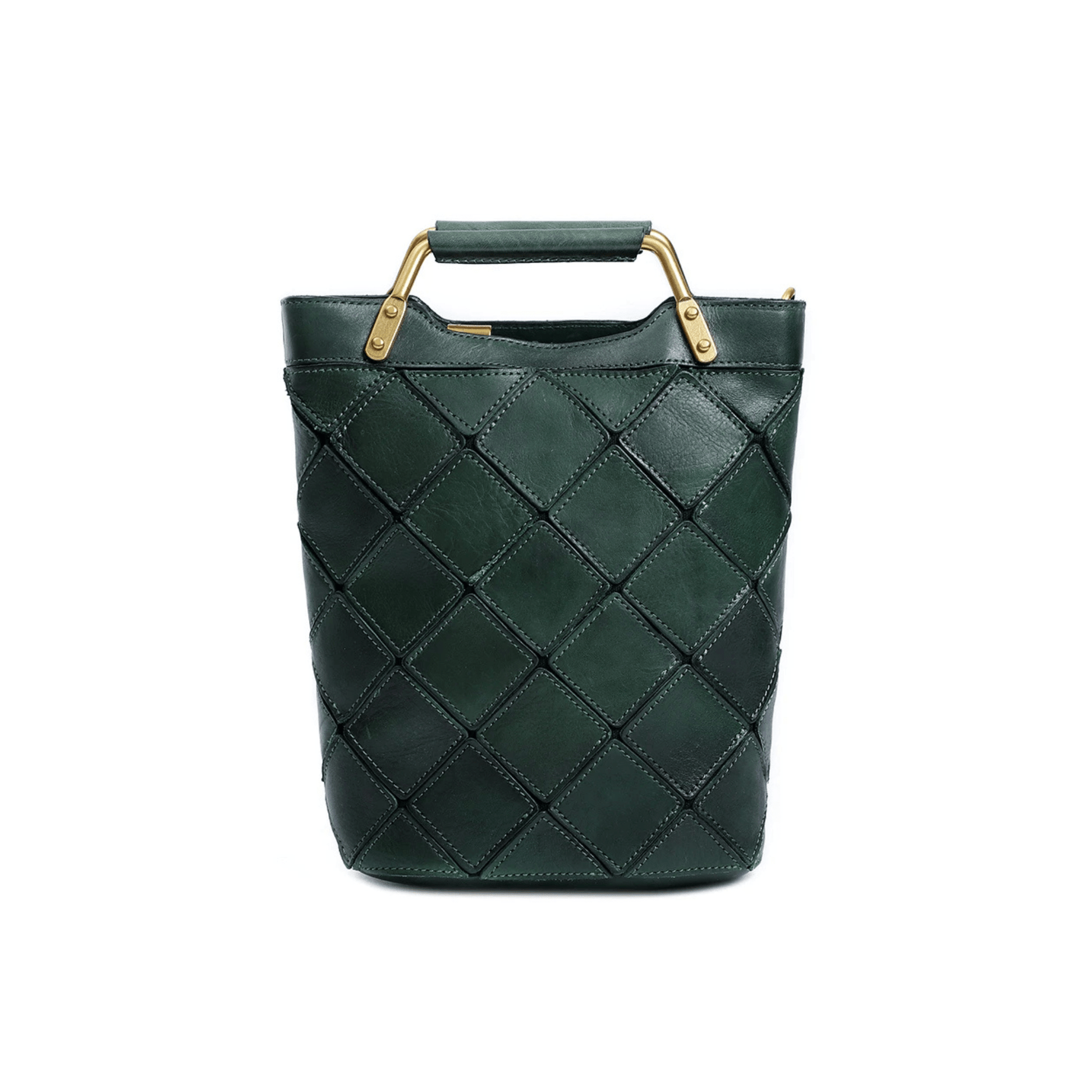 "Retro-Plaid" Genuine Leather Shoulder Handbag - Trendiesty Worldwide