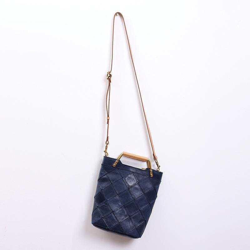 "Retro-Plaid" Genuine Leather Shoulder Handbag - Trendiesty Worldwide