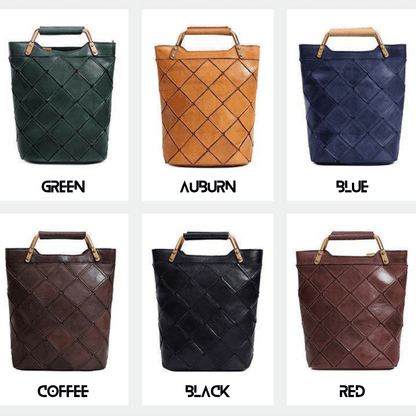 "Retro-Plaid" Genuine Leather Shoulder Handbag - Trendiesty Worldwide