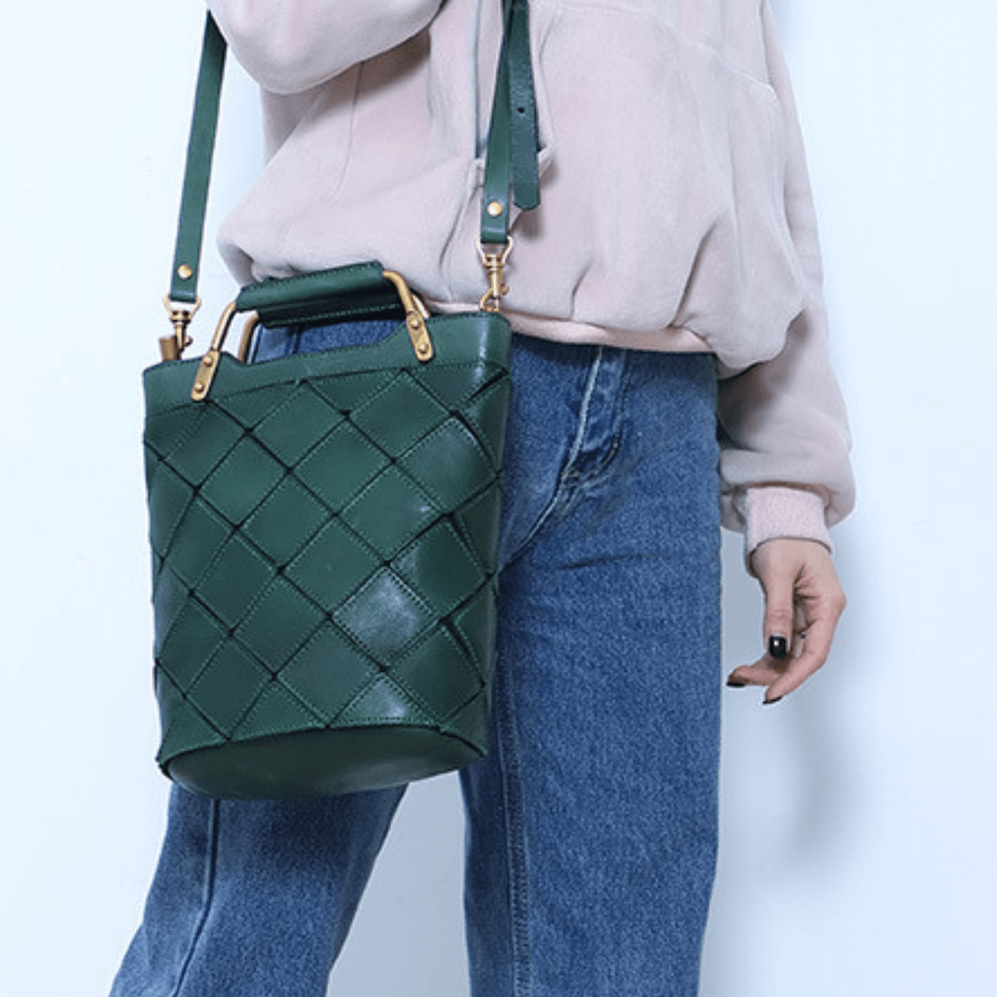 "Retro-Plaid" Genuine Leather Shoulder Handbag - Trendiesty Worldwide