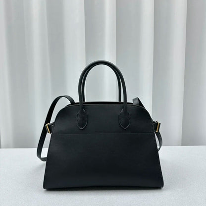 The "Row-Margaux-inspired" Luxurious Leather Tote Bag - Margaux 10 (10 x 7 x 7.5 in.) / Soft Black - Trendiesty Worldwide