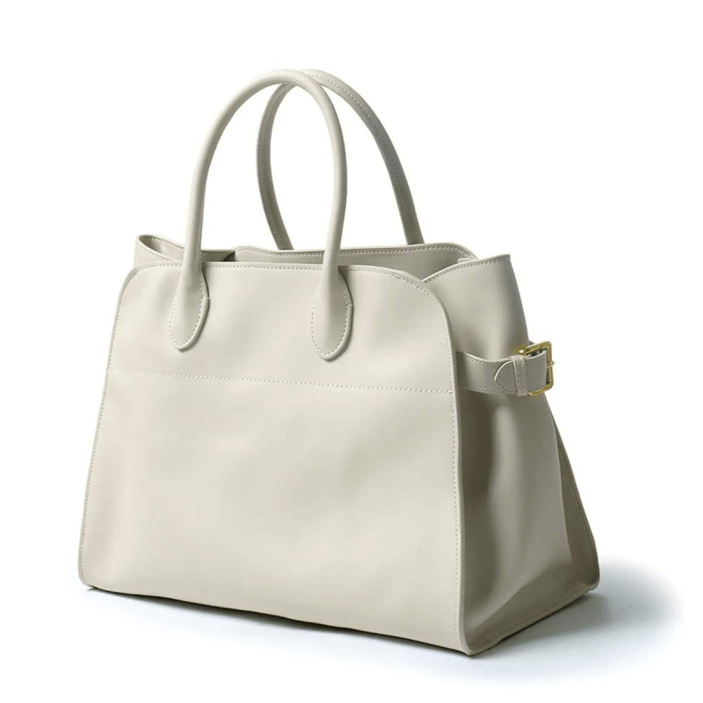 The "Row-Margaux-inspired" Luxurious Leather Tote Bag - Margaux 15 (15 x 11 x 8 in.) / Soft White Mliky - Trendiesty Worldwide