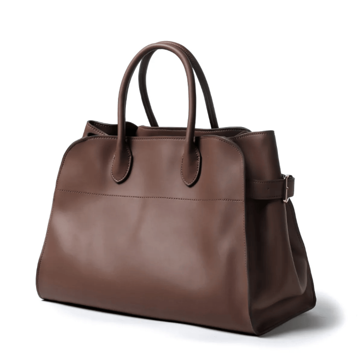 The "Row-Margaux-inspired" Luxurious Leather Tote Bag - Margaux 15 (15 x 11 x 8 in.) / Soft Coffe - Trendiesty Worldwide