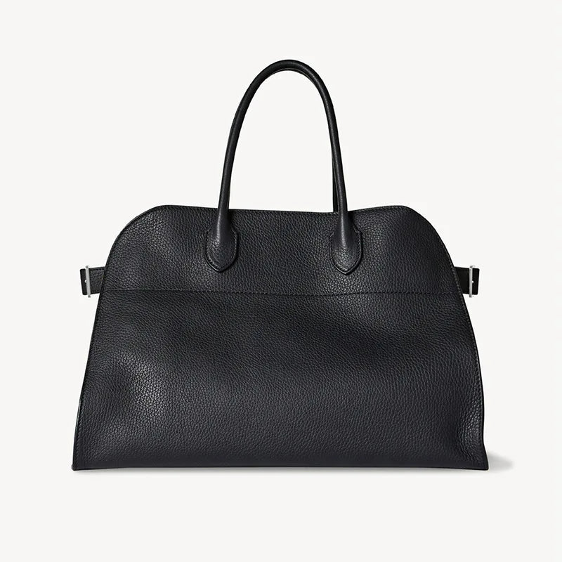 The "Row-Margaux-inspired" Luxurious Leather Tote Bag - Margaux 15 (15 x 11 x 8 in.) / Pebbled Black - Trendiesty Worldwide