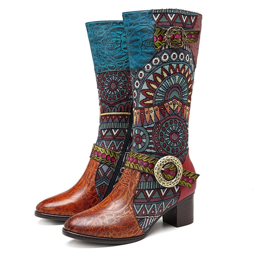 Women's Handmade Leather Mid-Calf Boots "Beta Style" - Trendiesty Worldwide