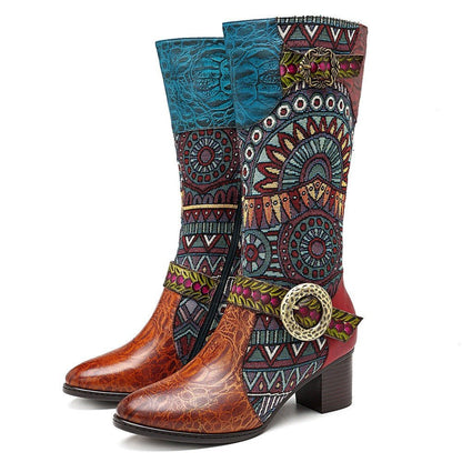 Women's Handmade Leather Mid-Calf Boots "Beta Style" - Trendiesty Worldwide