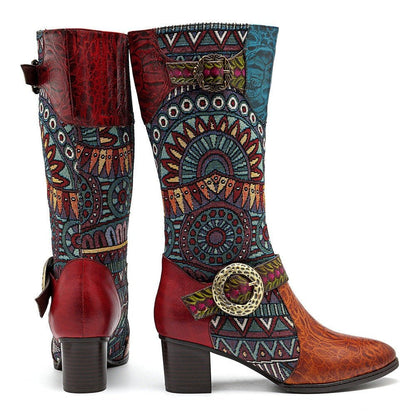 Women's Handmade Leather Mid-Calf Boots "Beta Style" - Trendiesty Worldwide