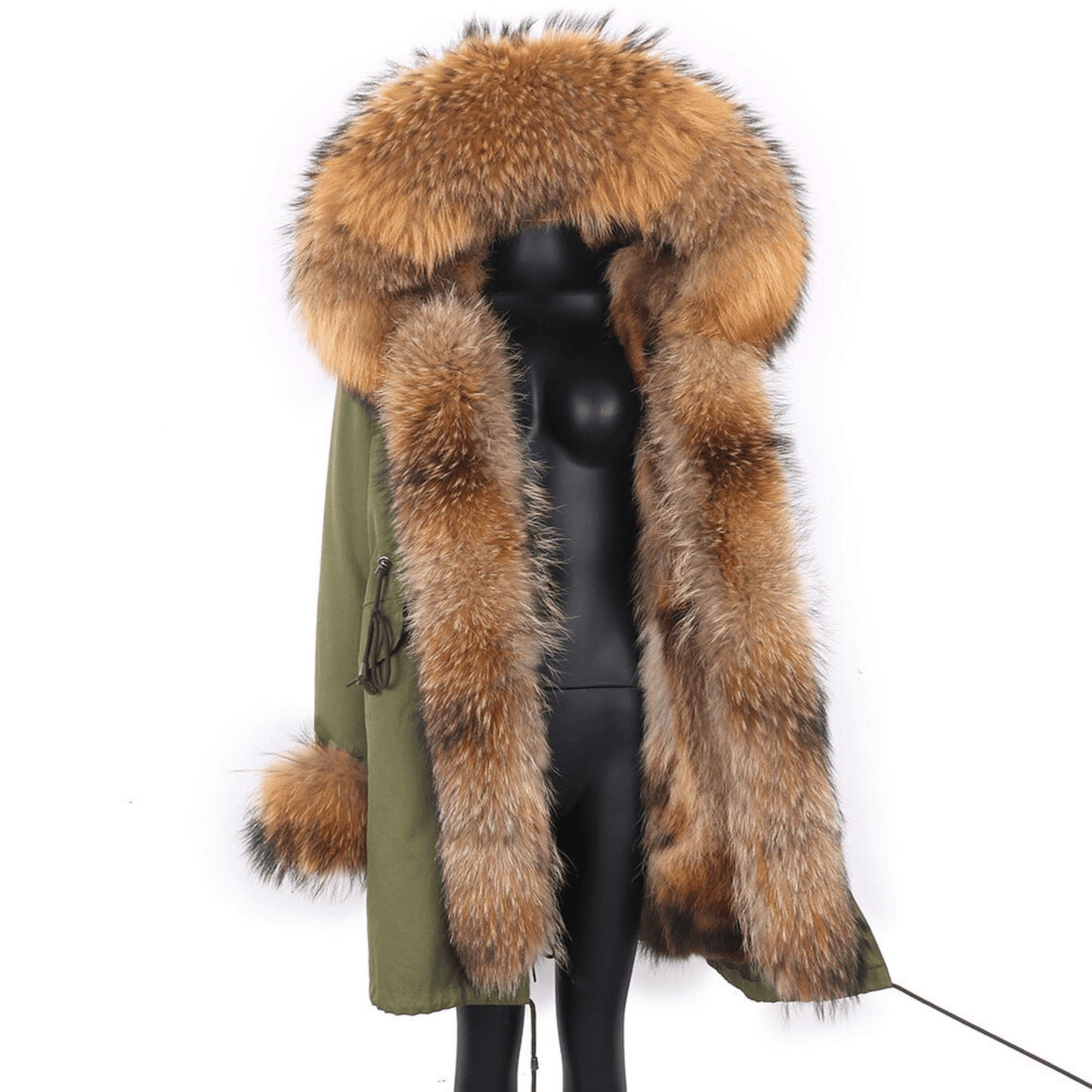 Women's Luxury Real Fur Green Waterproof Parka "Full Fur Alpha Style" - Trendiesty Worldwide