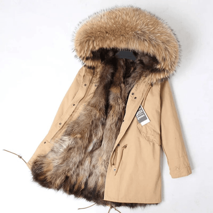 Women's Luxury Real Fur Waterproof Parka "Alpha Style" - Beige / S - Trendiesty Worldwide