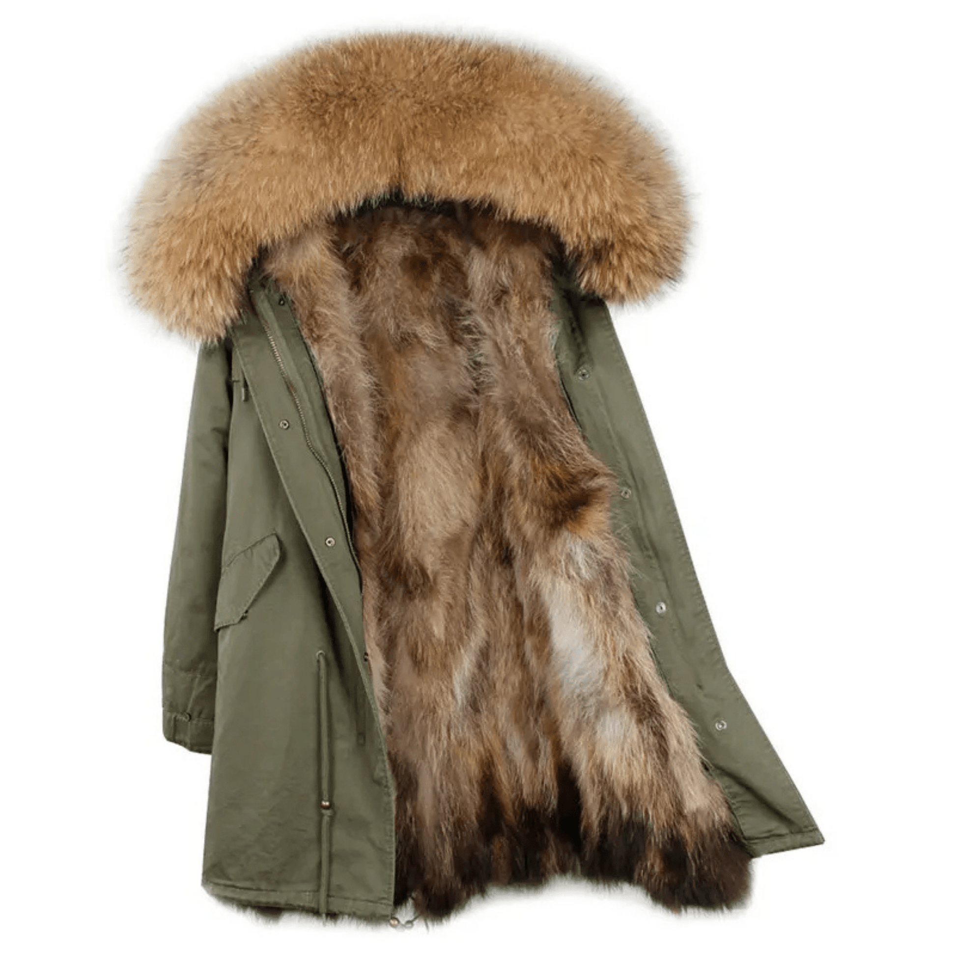 Women's Luxury Real Fur Waterproof Parka "Alpha Style" - Green / S - Trendiesty Worldwide