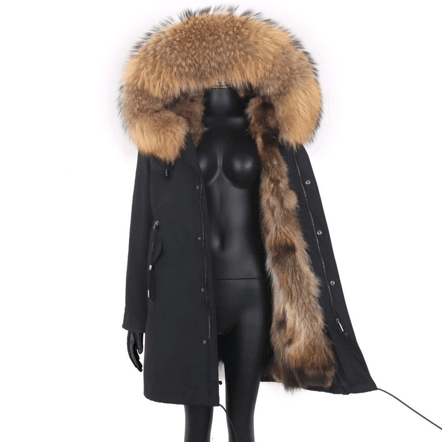 Women's Luxury Real Fur Waterproof Parka "Alpha Style" - Black / S - Trendiesty Worldwide