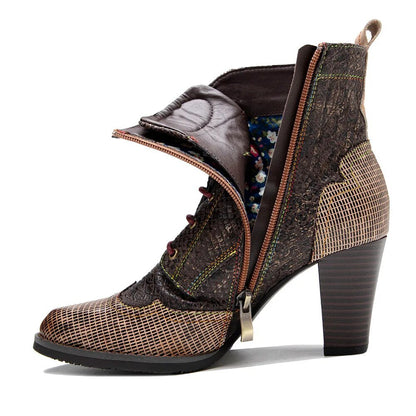 Women's Plaid Pattern Handmade High-heel Shoes - Trendiesty Worldwide