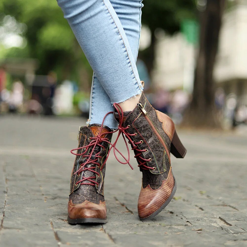 Women's Plaid Pattern Handmade High-heel Shoes - Trendiesty Worldwide
