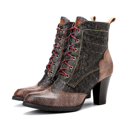 Women's Plaid Pattern Handmade High-heel Shoes - Trendiesty Worldwide