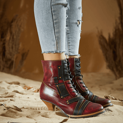 Women's Reddish High-heeled Leather Shoes - Trendiesty Worldwide