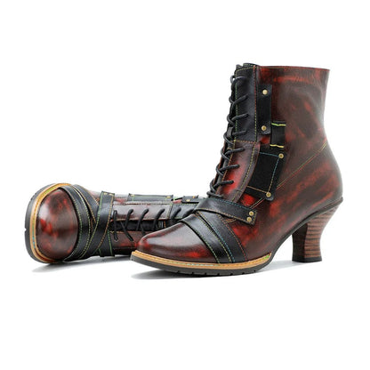 Women's Reddish High-heeled Leather Shoes - Trendiesty Worldwide