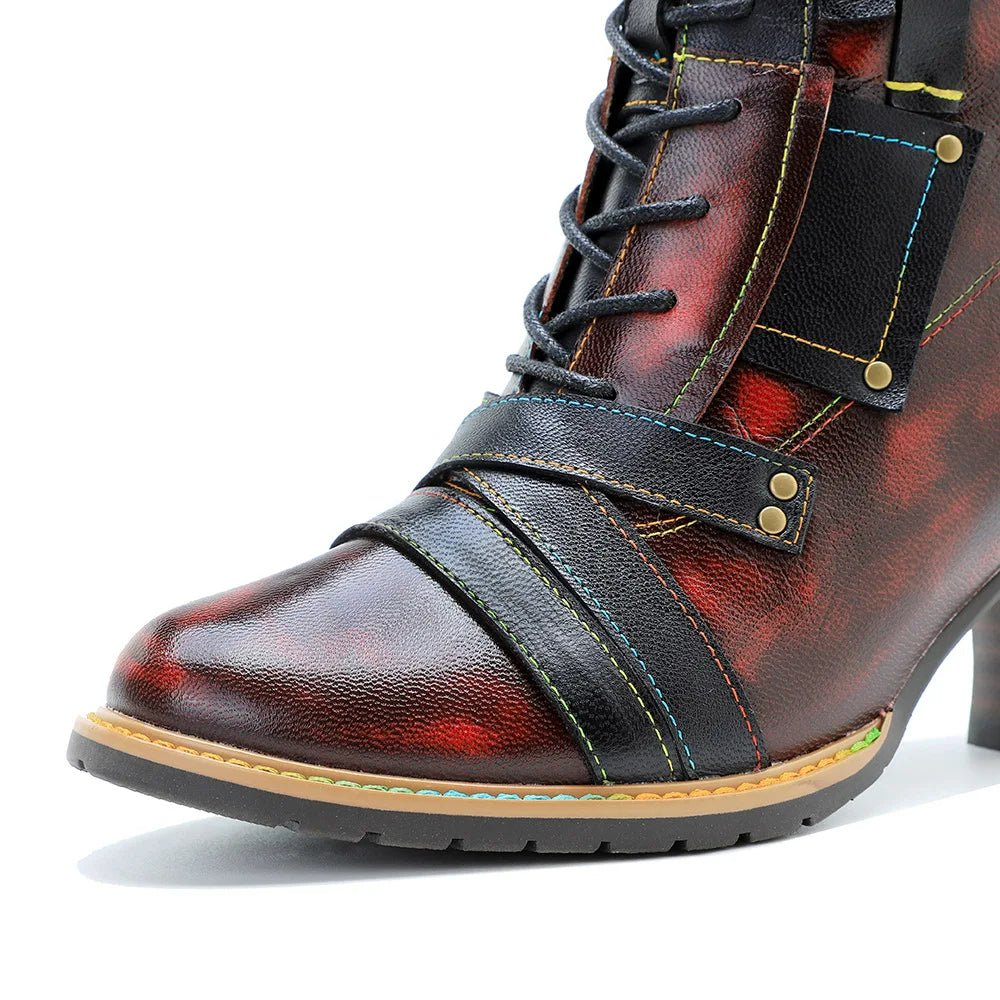 Women's Reddish High-heeled Leather Shoes - Trendiesty Worldwide