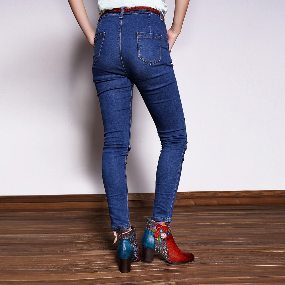 Women's Retro Leather Ankle Boots - Trendiesty Worldwide