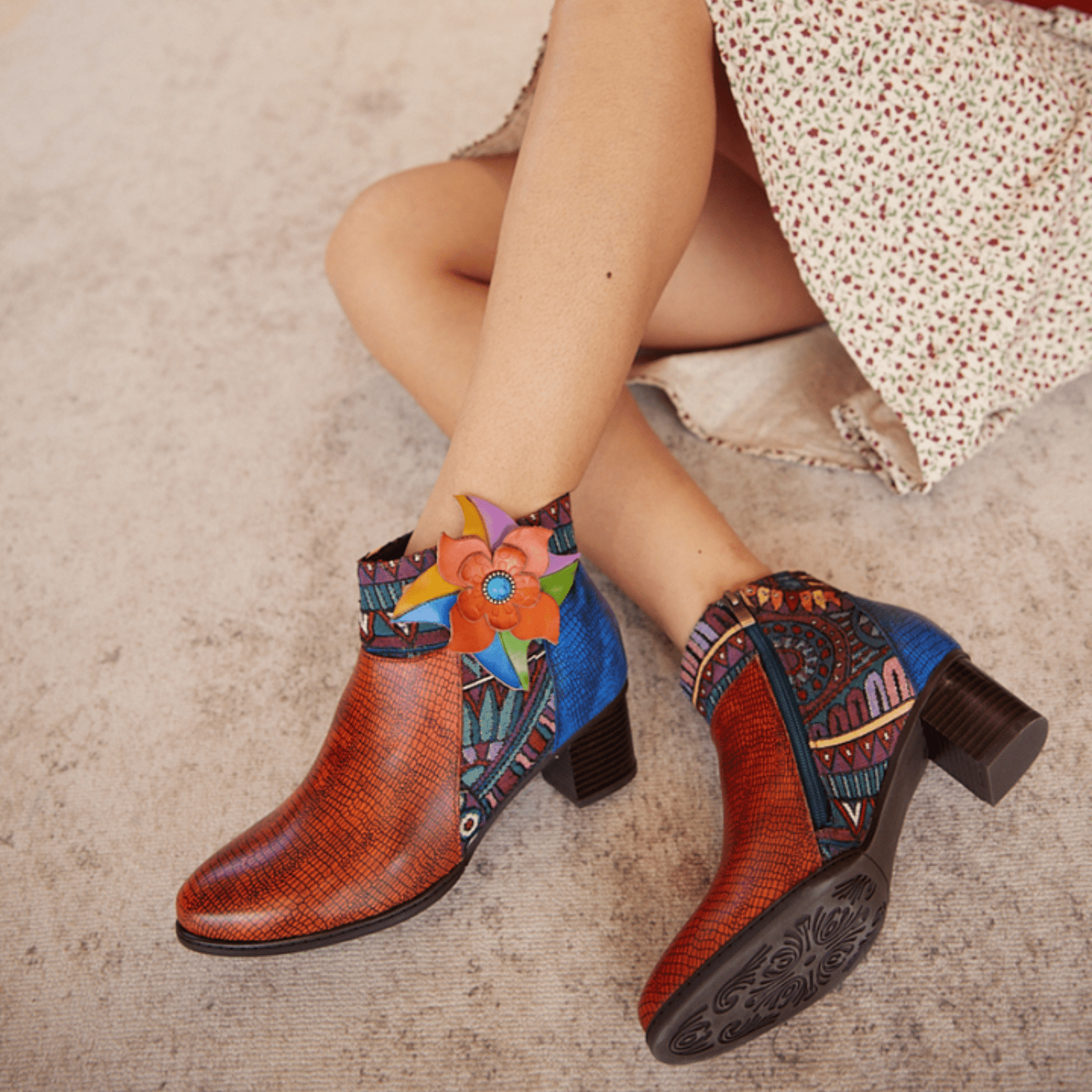 Women's Retro Leather Ankle Boots - Trendiesty Worldwide