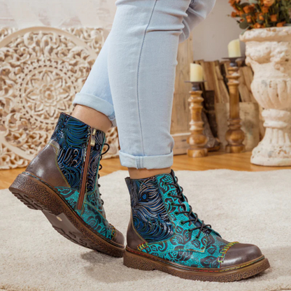 Women's Retro Sewing Leather Ankle Boots - Trendiesty Worldwide