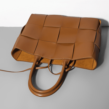 Woven Cowhide Single Shoulder Checkered Handbag - Trendiesty Worldwide