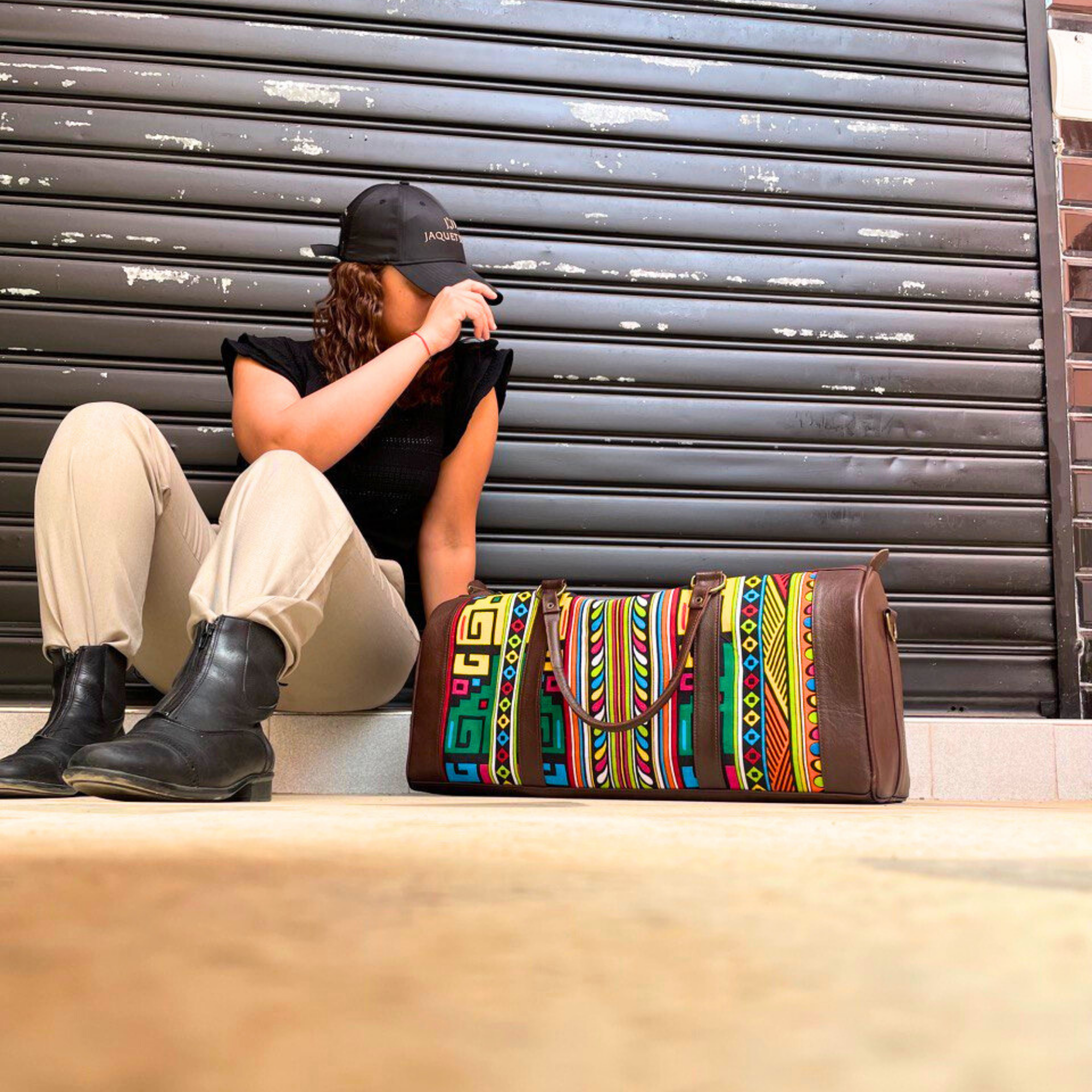 "Rainbow" Leather Duffle Bag With Matched Clutch - Trendiesty Worldwide