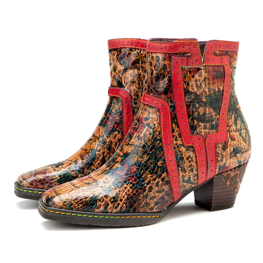 Zapatos de piel con tacón "Fleur et Couleur" para mujer