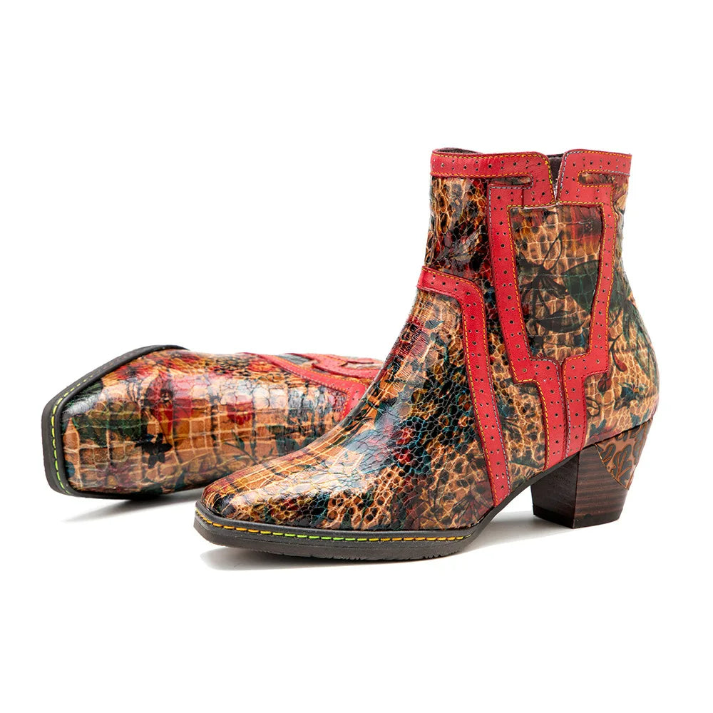 Zapatos de piel con tacón "Fleur et Couleur" para mujer