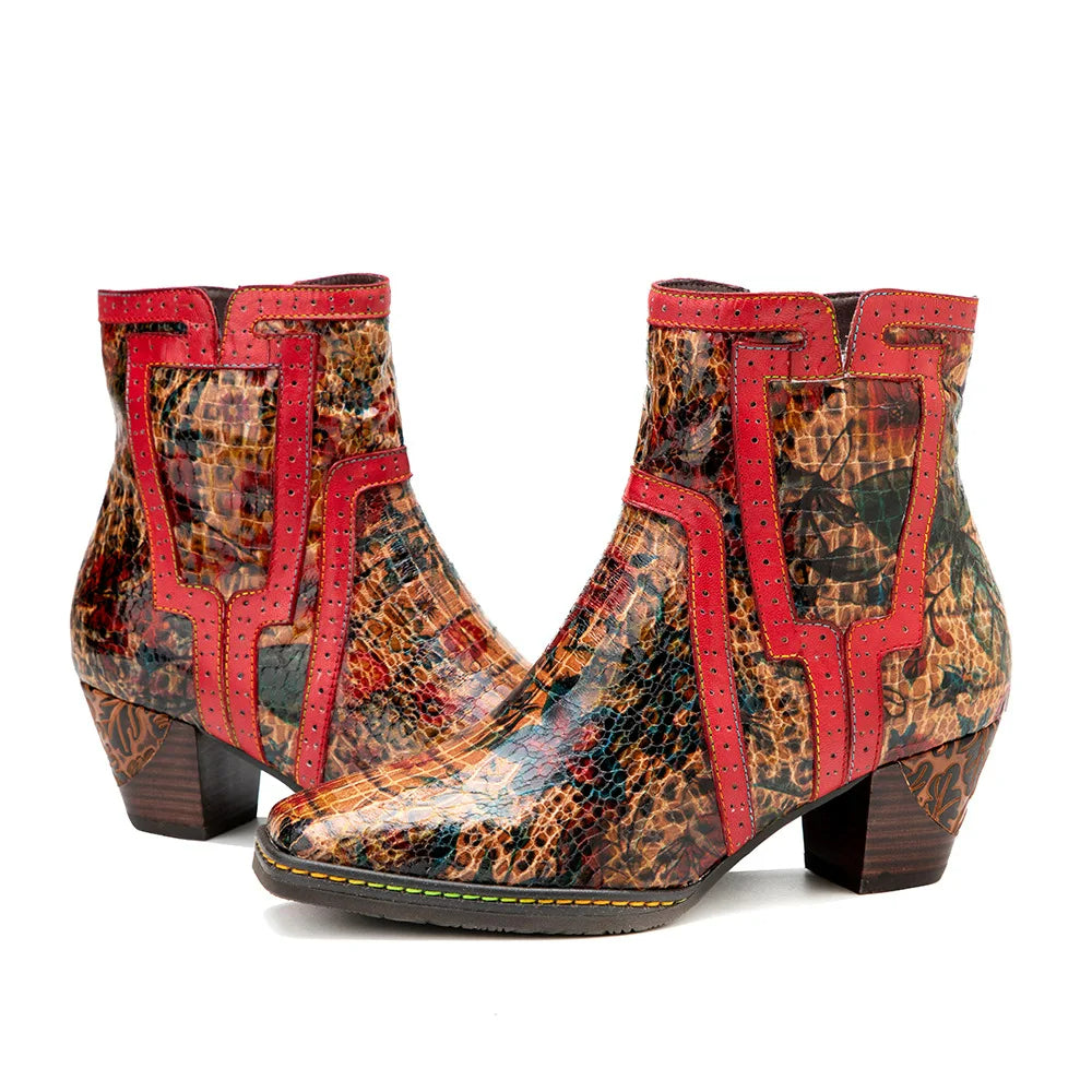 Zapatos de piel con tacón "Fleur et Couleur" para mujer