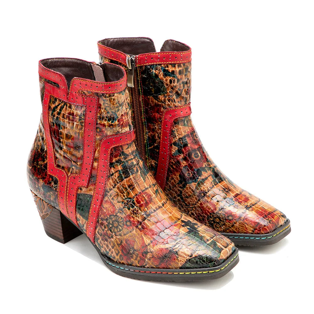 Zapatos de piel con tacón "Fleur et Couleur" para mujer