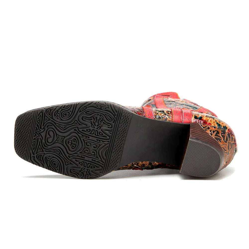 Zapatos de piel con tacón "Fleur et Couleur" para mujer