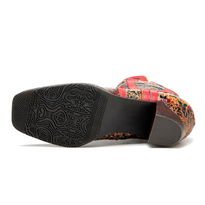 Zapatos de piel con tacón "Fleur et Couleur" para mujer