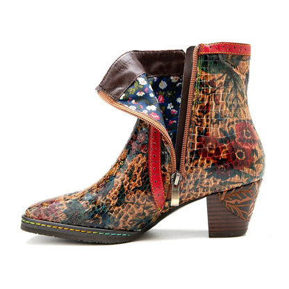 Zapatos de piel con tacón "Fleur et Couleur" para mujer